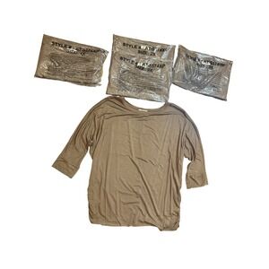 WHOLESALE LOT (5) Plus Size 1X 2X 3X Women's 3/4 Sleeve Cocoa T-5574XP